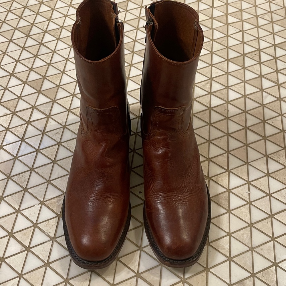 Frye Men’s Campus Boots Cognac Brown Leather Inside Zip Size 9.5 - Picture 3 of 11